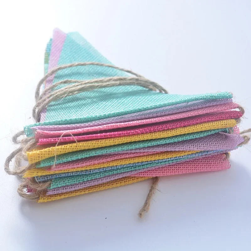 Colourful Jute Linen Pennant Flags Festival Bunting Banners Party Hanging Wedding Hanging Banner Party Garland for Home Decor Beauty World Shop