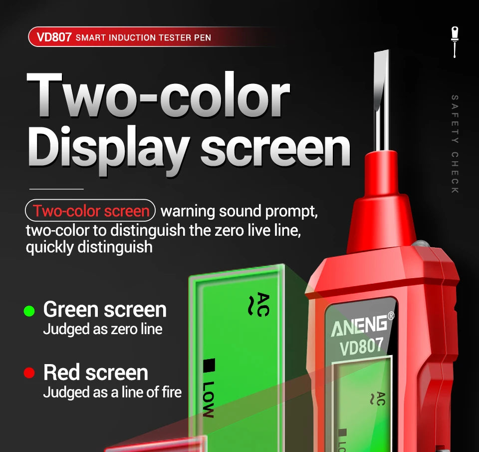 ANENG VD807 One-word Induction Portable 50/60Hz Smart Electric Pen Tester NCV Sensor AC 12-300V Non-contact Wire Detector Tools Beauty World Shop