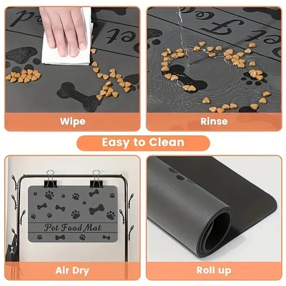 Heavy Duty Pet Feeding Mat 40x60/50x80cm Large Absorbent Non Slip Backing For Messy Eaters Easy Wipe Clean Cat Dog Waterproof