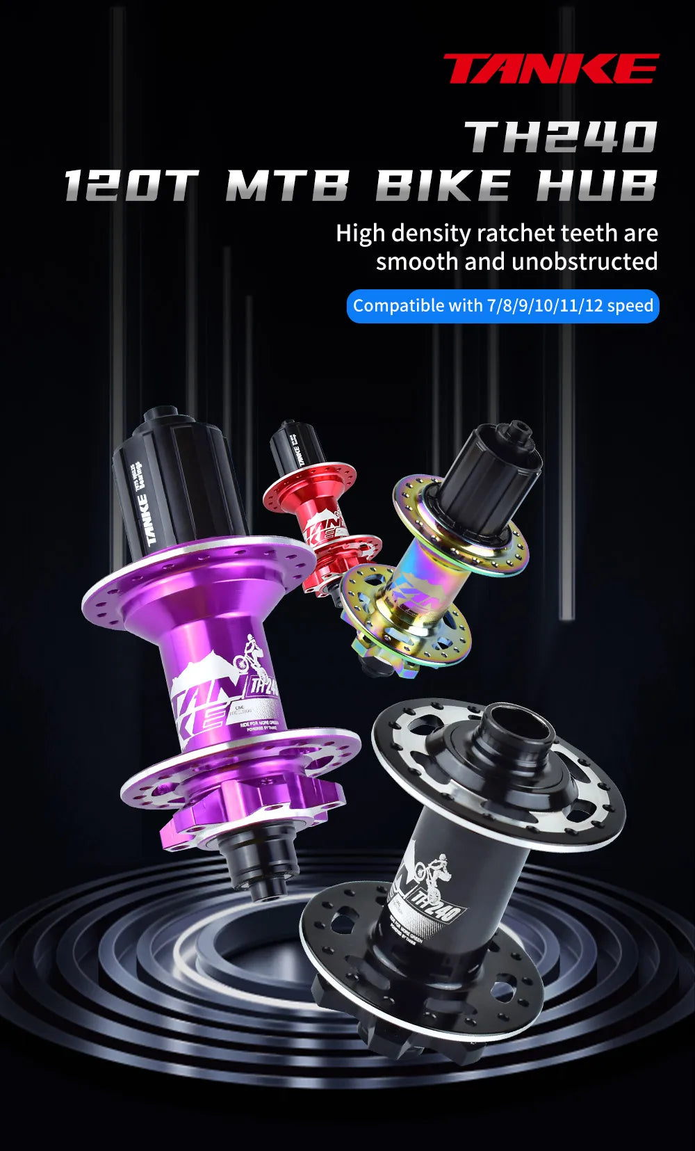 TANKE 120 Click Hub Bearing MTB Hub Front Rear 32 36 Holes Disc Brake Bicycle Hubs 7 8 9 10 11 12 Speed Quick Release 6 Pawl Hub Beauty World Shop