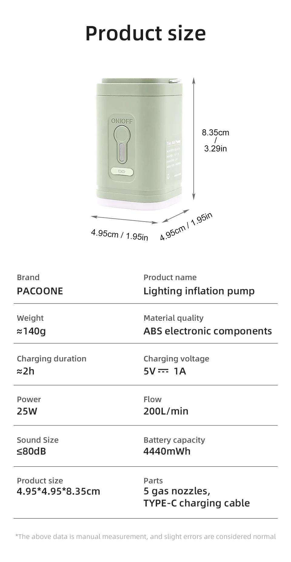 3 in 1 Electric Air Pump with Lights Mini Wireless Air Compressor USB Charging Inflator/Deflator Pumps for Outdoor Camping Beauty World Shop