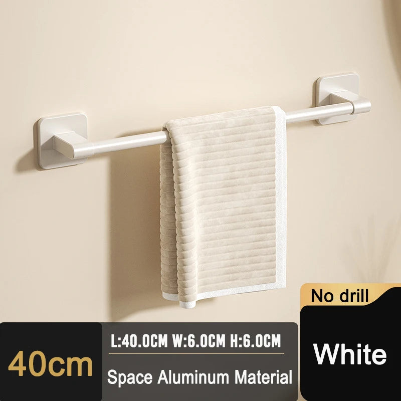 Self-adhesive Home Bathroom Towel Rack Holder Without Drilling Wall Mount Towel Shelf Kitchen Bathroom Accessories Towel Hanger Beauty World Shop