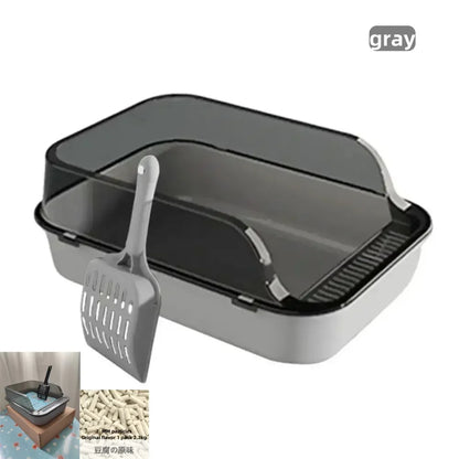Cat Litter Box Set Large Fence Semi Enclosed Cat Litter Box Thickened Cat Toilet with Cat Litter Scoop Pet Supplies Cat Litter Beauty World Shop