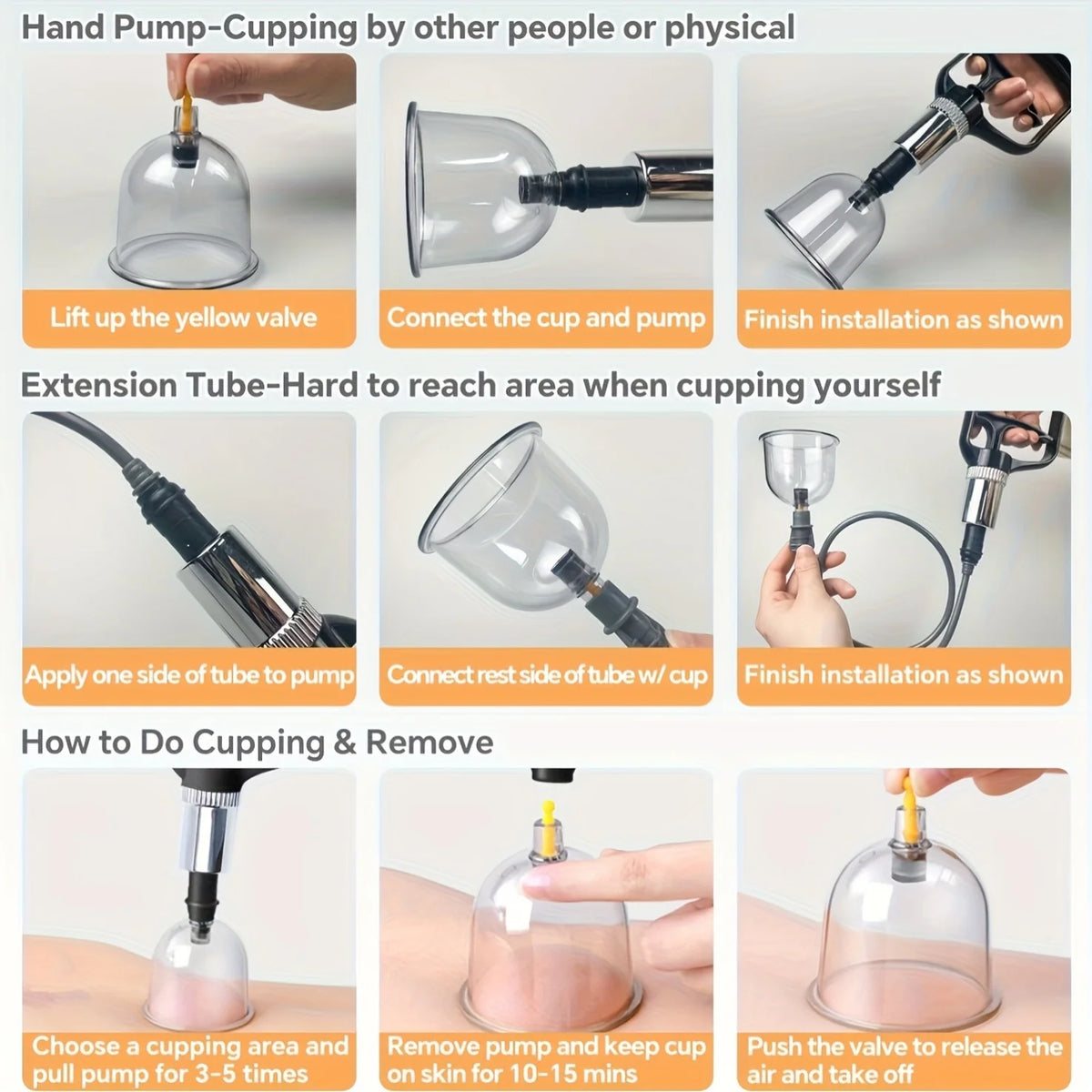 24/12Pcs Cupping Relaxation Set: Cupping Cups in Various Sizes, a Manual Pump, and a Detailed Guide Cupping Set for Massage Beauty World Shop