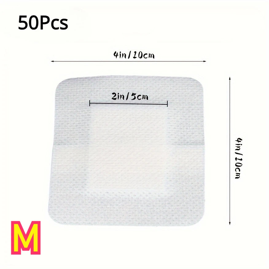 50pcs Large Size Hypoallergenic Non-woven Medical Adhesive Wound Dressing Band Aid Bandage Large Wound First Aid 6*7cm Beauty World Shop