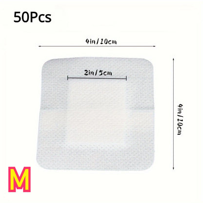 50pcs Large Size Hypoallergenic Non-woven Medical Adhesive Wound Dressing Band Aid Bandage Large Wound First Aid 6*7cm Beauty World Shop