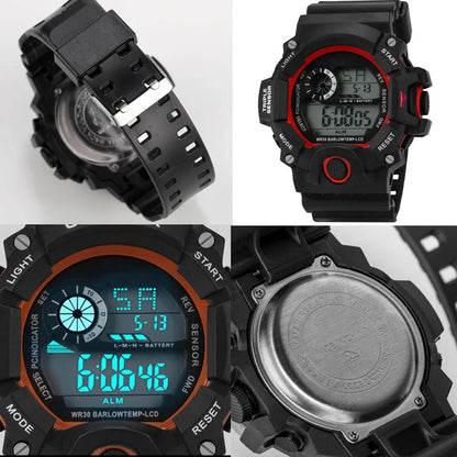 Fashion Men's Watch Sports Electronic Wristwatch Large dial Multifunctional Waterproof Luminous Alarm Kids Male's Military Watch Beauty World Shop