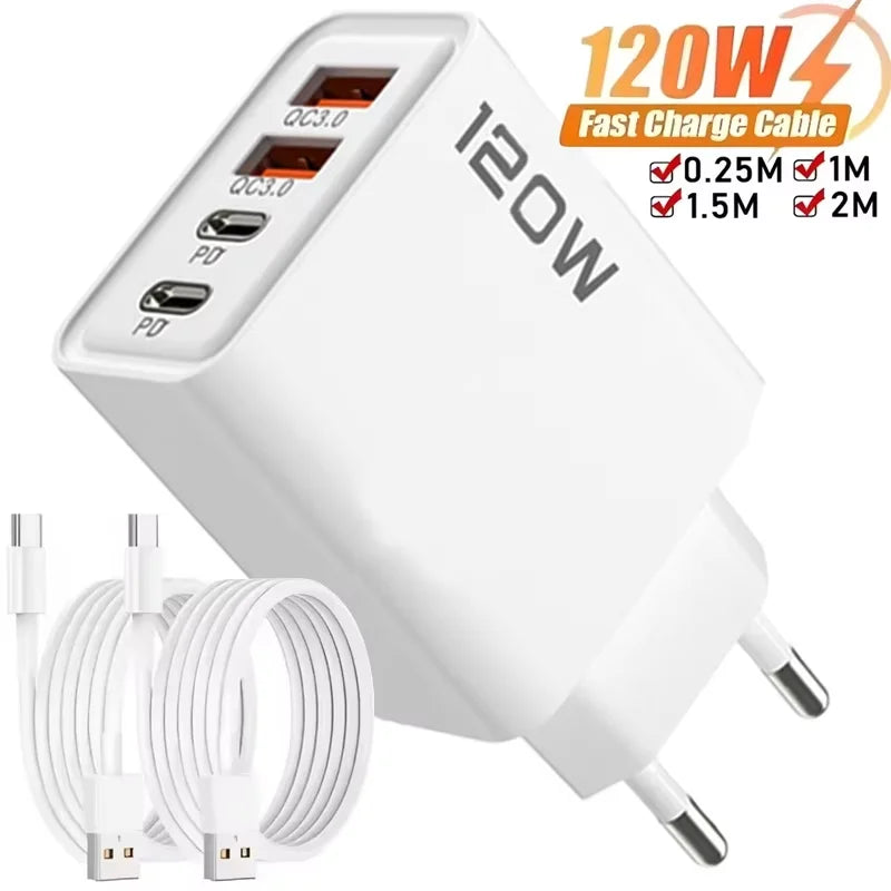 Total 120W Phone Charger Fast Charging Quick Charger PD USB Type C Wall Adapter For iPhone 16 15 Xiaomi 14 Huawei Redmi Oneplus Beauty World Shop