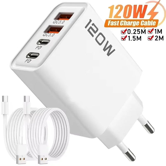 Total 120W Phone Charger Fast Charging Quick Charger PD USB Type C Wall Adapter For iPhone 16 15 Xiaomi 14 Huawei Redmi Oneplus Beauty World Shop