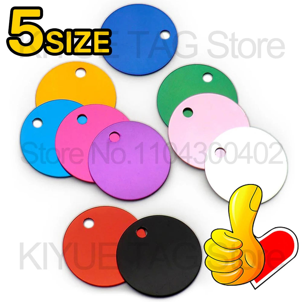 Wholesale 100Pcs Aluminum Round Dog ID Tags Name Plate Anodizing Label Tags Chain Hanging Keys Personalized Name ID Tag Beauty World Shop