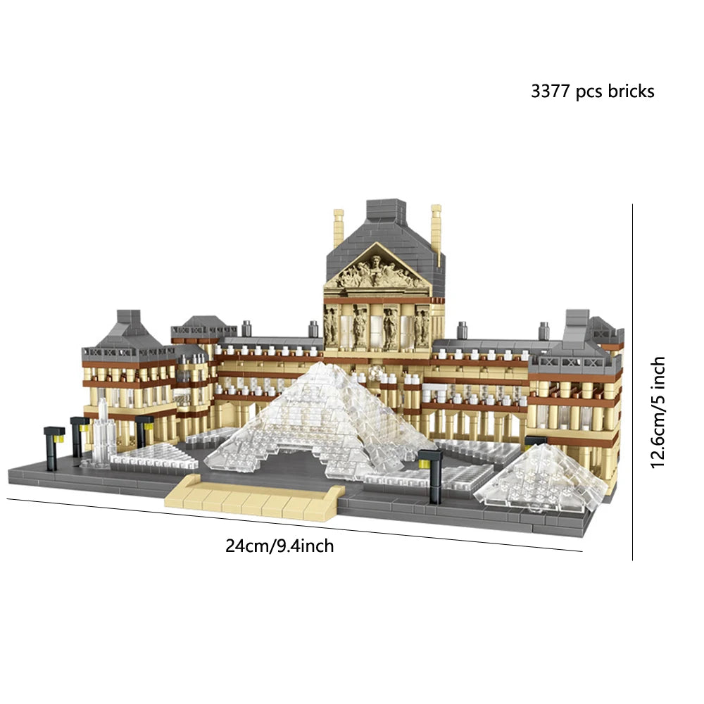 Knew Built Louvre Micro Mini Building Blocks for Adult, Architecture Toys Set, Construction, Arc Triomphe Eiffel Assembly Bricks Beauty World Shop