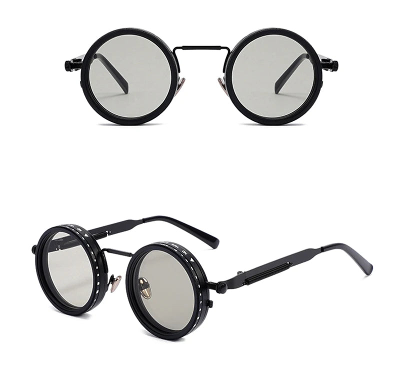 SHAUNA Retro Metal Round Punk ND9-level Adjustable Dimming Sunglasses Women Polarized UV400 Fashion Men Outdoor Sun Glasses Beauty World Shop