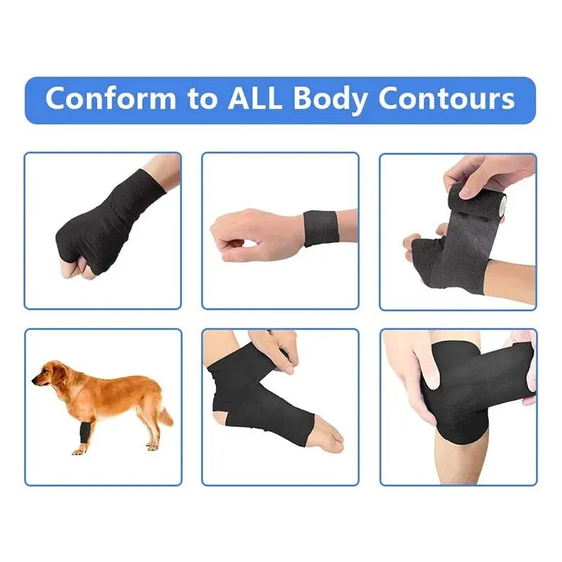 6pcs Self-Adhering Bandage Fixing Bandage Animal Bandage Hand Tearing Waterproof Elastic Bandage for Pets 5 cm X 4.5 M Beauty World Shop