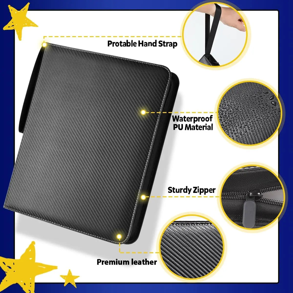 900 Pockets Card Binder Sleeves with Zipper, Double Sided Pockets Card Holder Carry Card Case for TCG CCG Card Storage(Black) Beauty World Shop