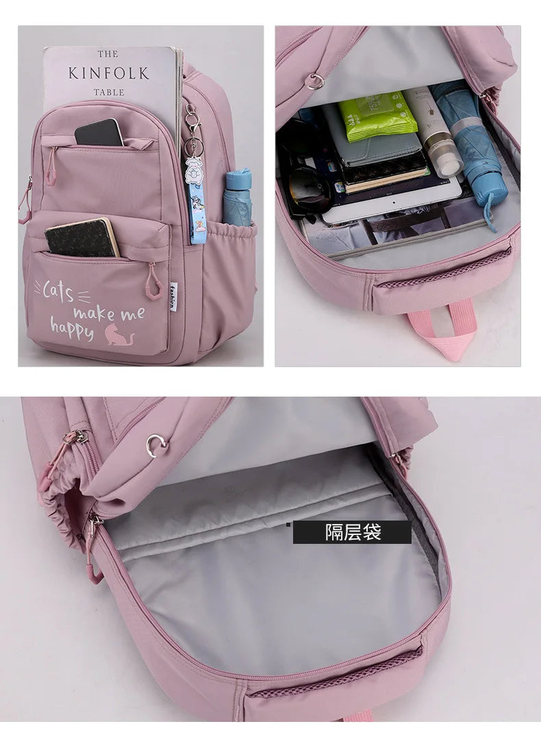 Girl School Bag Backpack Back Pack For Teenager Women Children Female Pink Schoolbag Primary High Bagpack Class Teens Child Kids Beauty World Shop