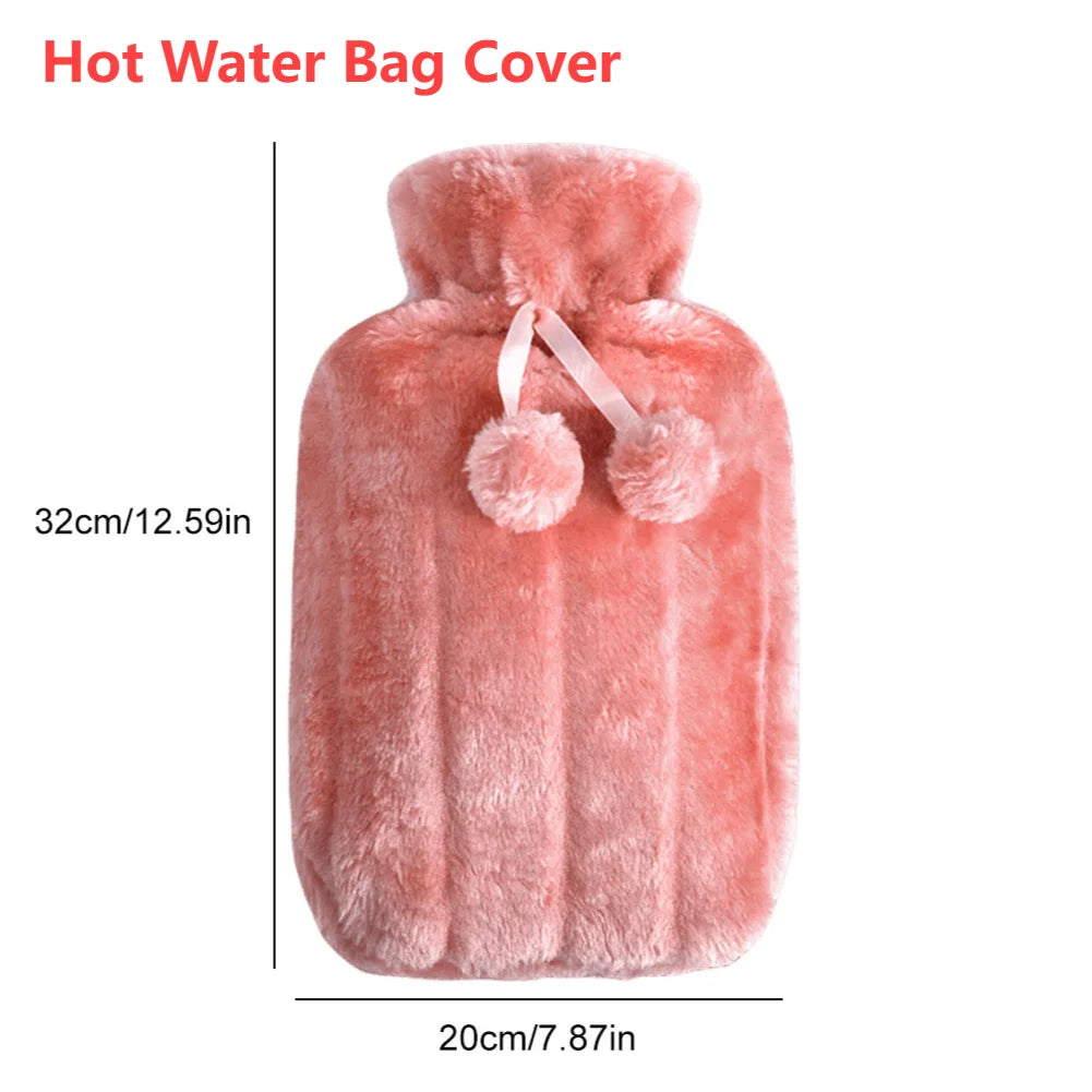 2L Hot Water Bottle Cover Rubber Hot Water Bags Winter Plush Hand & Feet Warmer Explosion-Proof Water Bottle Cover For Hot Water Beauty World Shop
