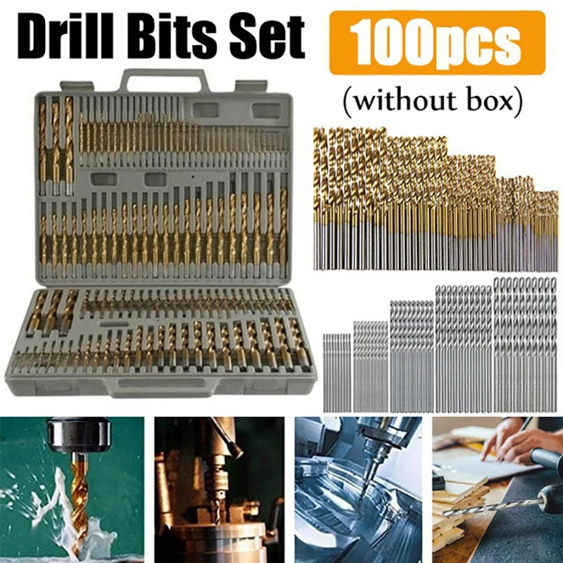 100/50Pcs Titanium Coated Drill Bits HSS High Speed Steel Set Tool Quality Power Tools 1/1.5/2/2.5/3mm Beauty World Shop