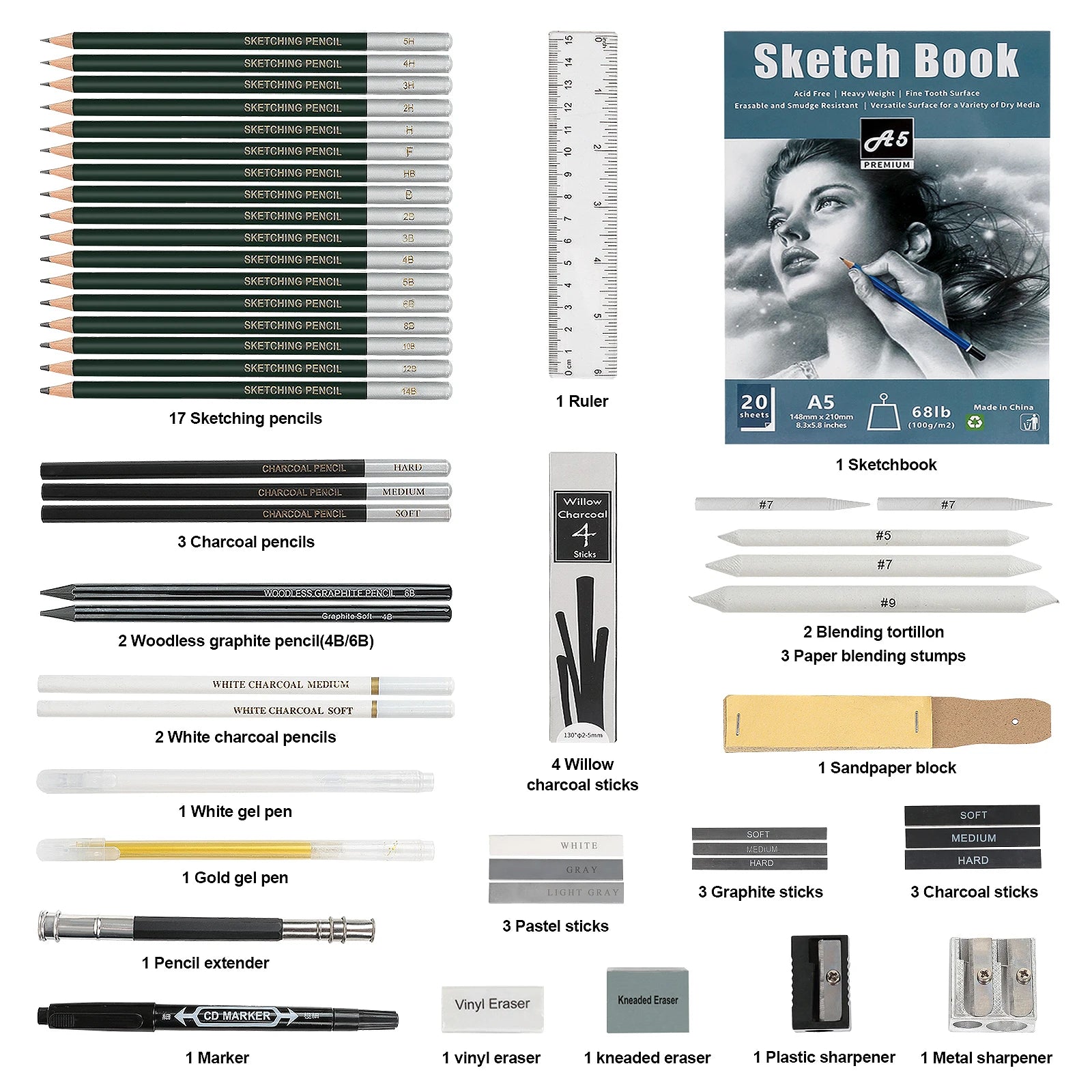 12/20/25/54/70 pcs Drawing Sketching Coloring Set Drawing Pencils & Sketching Kit Art Tool Kit Professional Art Supplies Set Beauty World Shop