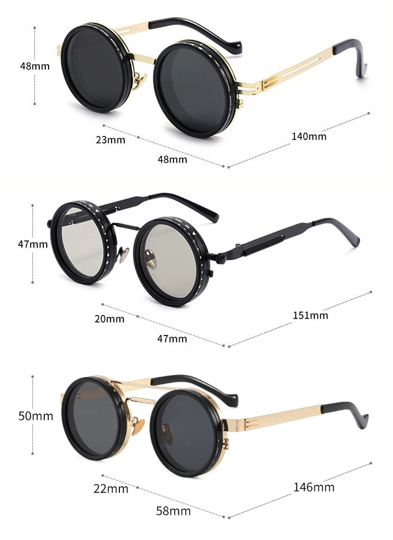 SHAUNA Retro Metal Round Punk ND9-level Adjustable Dimming Sunglasses Women Polarized UV400 Fashion Men Outdoor Sun Glasses Beauty World Shop