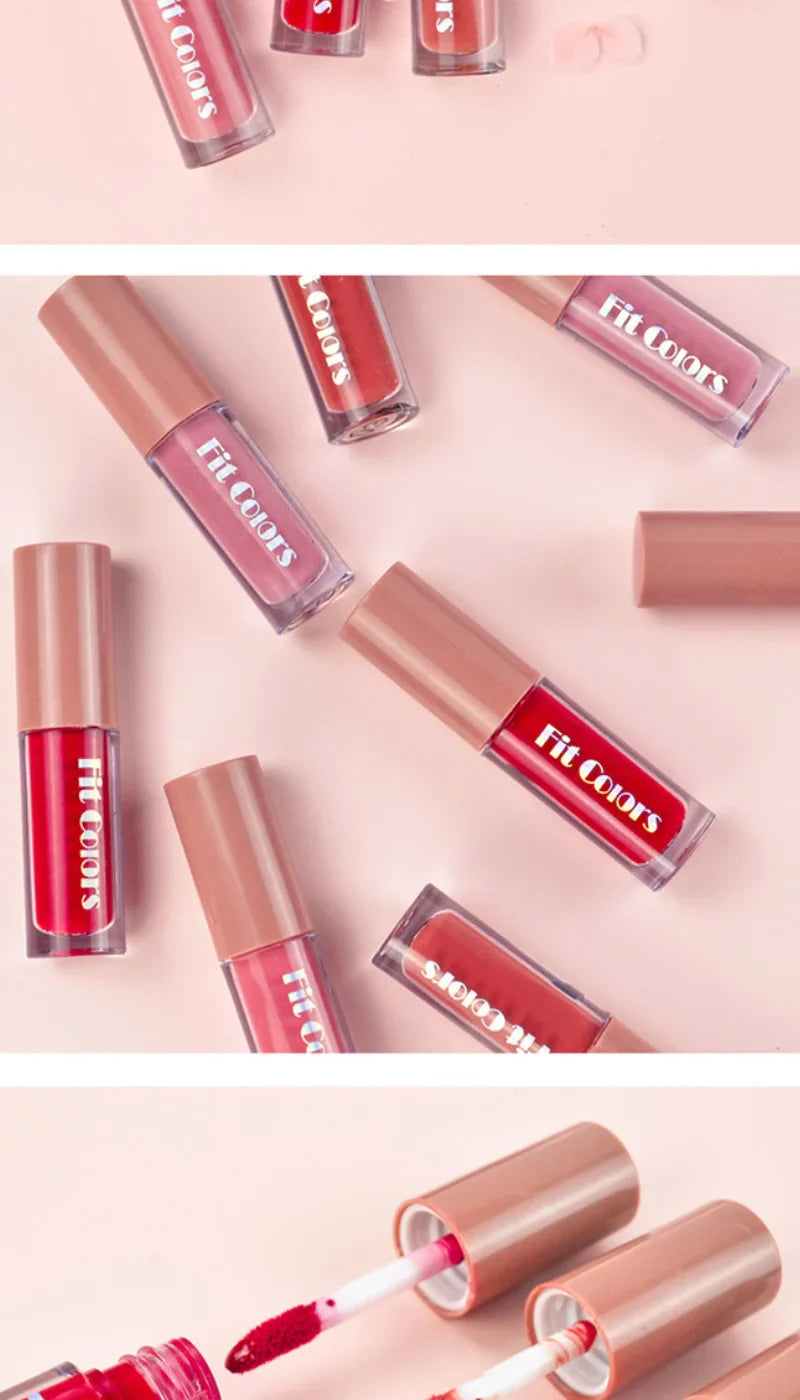 Fit Colors Velvet Lip Gloss Set — 4-Piece Non-Transfer, Diamond Finish, Long-Lasting Lip Gloss Collection Beauty Trend Shop