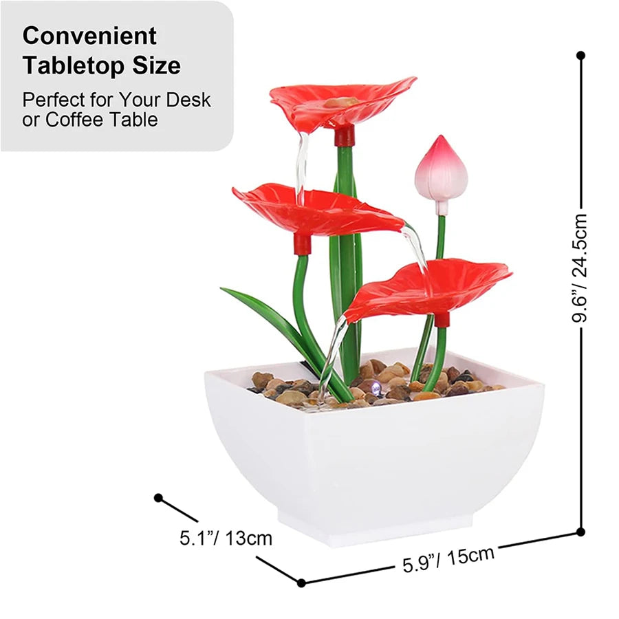 Mini Zen Tabletop Fountain - Relaxing LED Waterfall for Office Desk, Yoga Room & Feng Shui Decor Beauty World Shop
