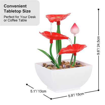 Mini Zen Tabletop Fountain - Relaxing LED Waterfall for Office Desk, Yoga Room & Feng Shui Decor Beauty World Shop