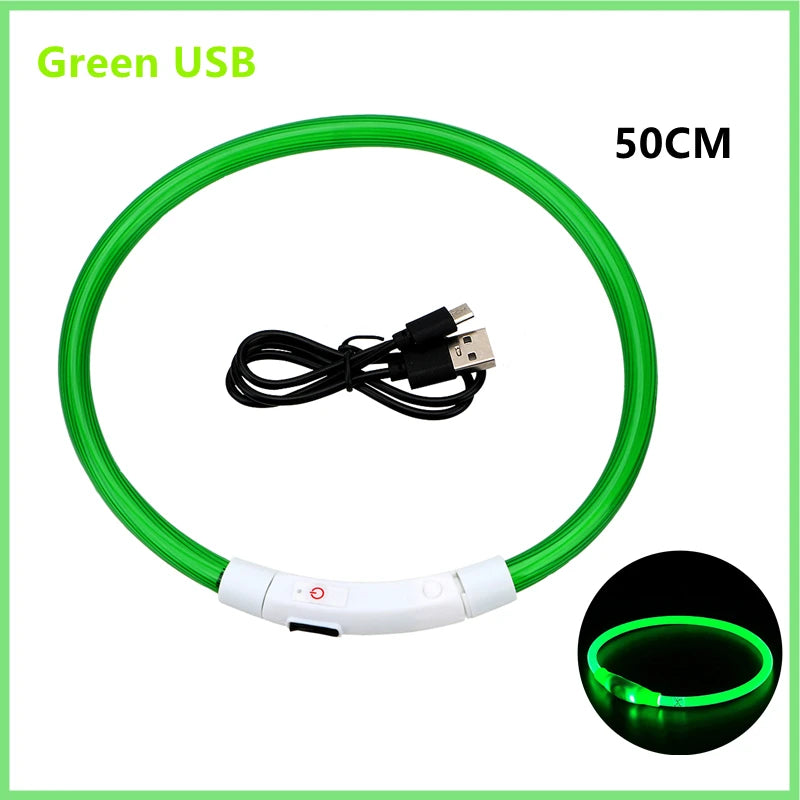 USB Rechargeable Luminous Collar Adjustable Led Glowing Dog Collar for Large Small Dogs Cat Night Light Collar Pet Safety Harnes Beauty World Shop