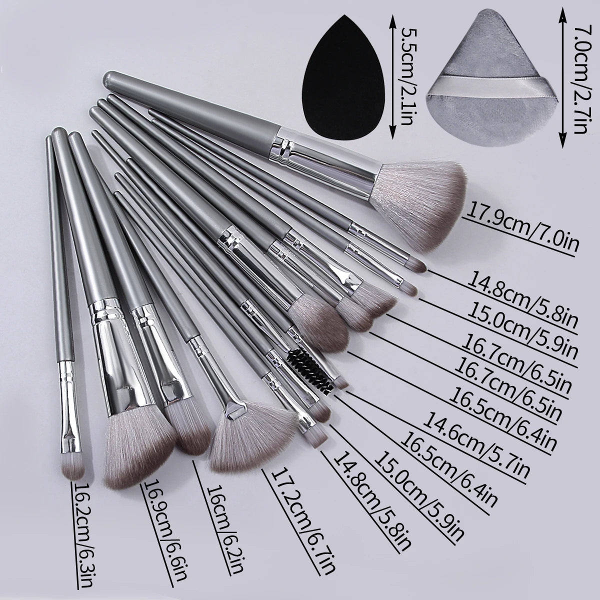 14pcs Makeup Brush Set Portable Soft Makeup Tool&2pcs Wet Wet Dual Use Makeup Egg&2pcs Triangle Sponge Makeup Powder Puff Beauty World Shop