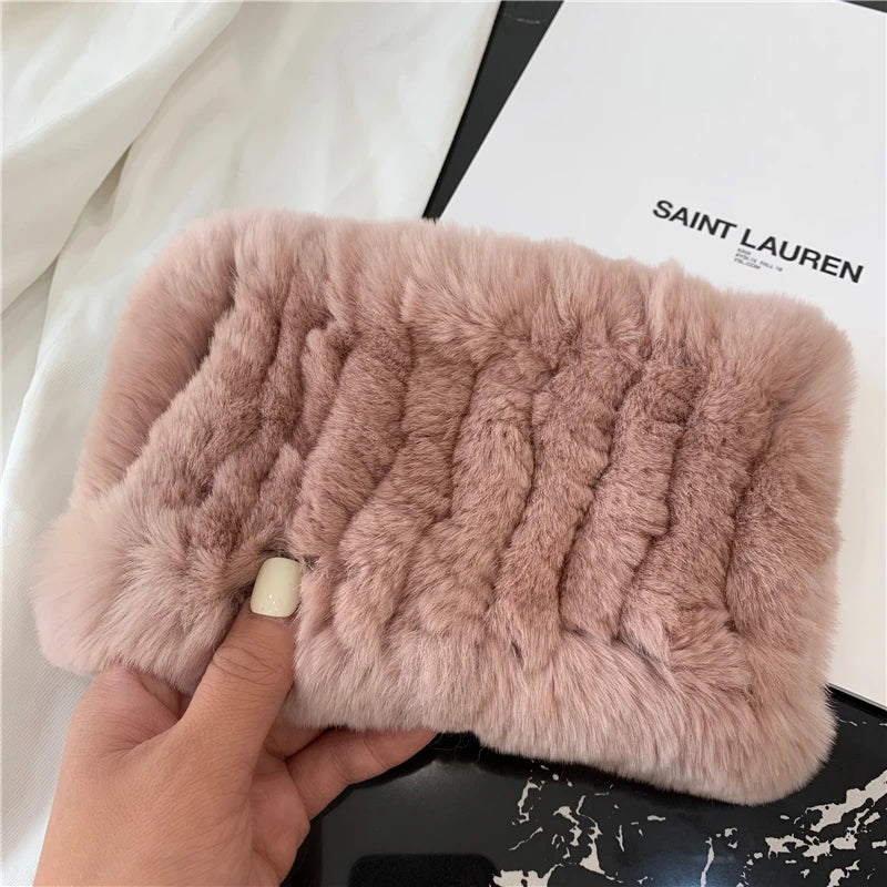 Women Handmade Stretch 100% Real Rabbit Fur Scarf Knit Genuine Rex Rabbit Fur Headbands Girls Natural Rabbit Fur Ring Scarves Beauty World Shop
