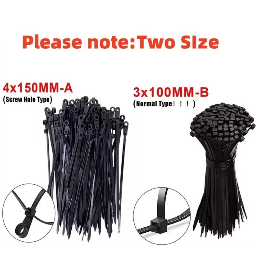 500/100PCS Screw Hole Cable Ties Reusable Fixed Nylon Cable Ties Self-locking Cord Ties Straps Fastening Loop Office Organizer Beauty World Shop