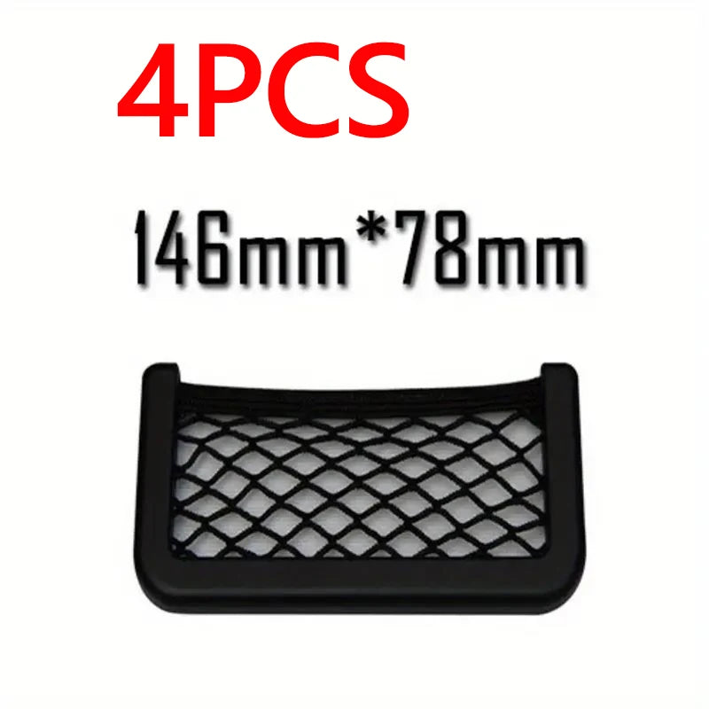 Car Storage Bag Nets Adhesive Auto Seat Organizer Door Side Net Pocket Multifunction 15-20cm Resilient Car Styling Storage Nets Beauty World Shop