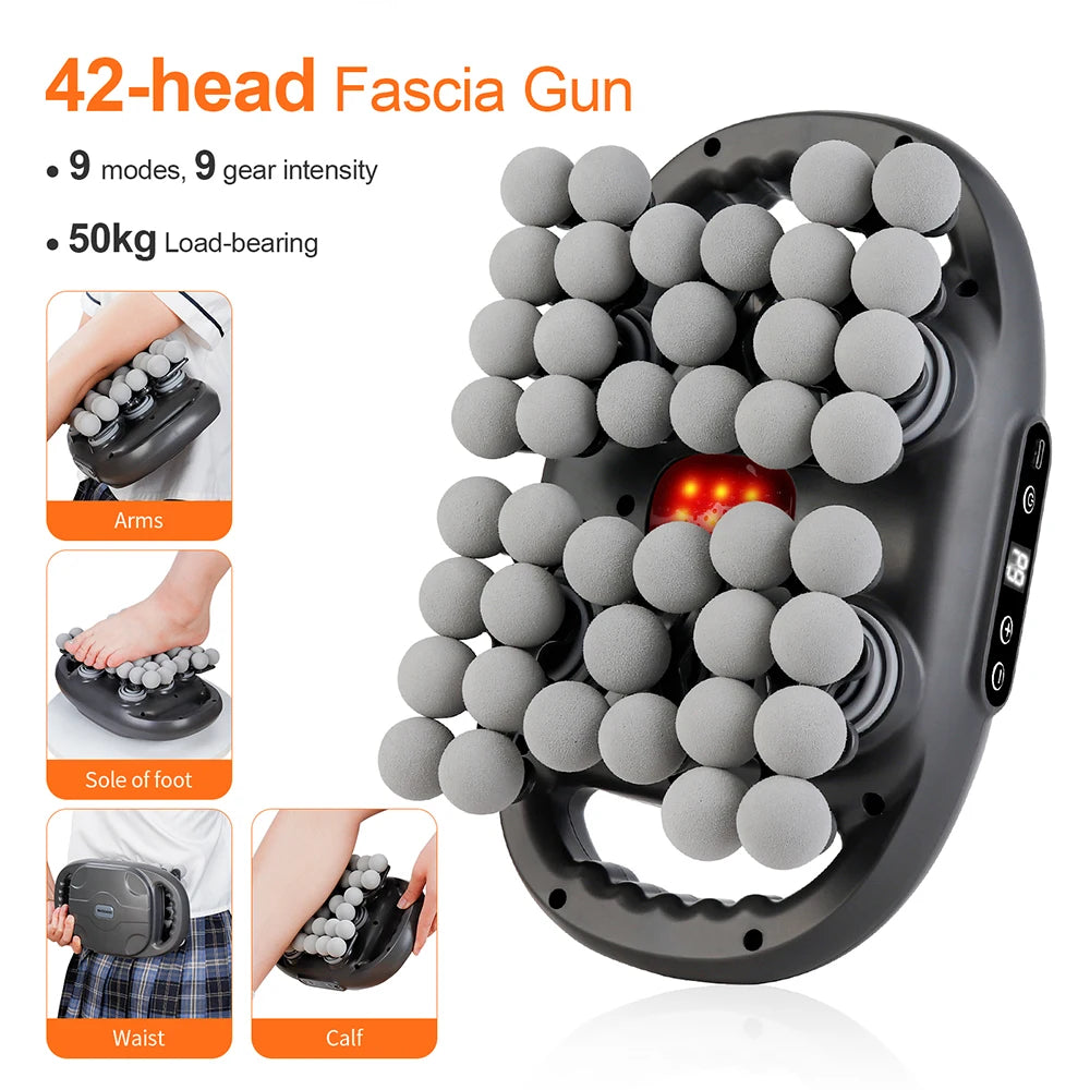 42-Heads Fascia Gun High-Frequency Vibration Body Massage Gun Back and Waist Massager Neck Shoulder Massager Muscle masajeador Beauty World Shop