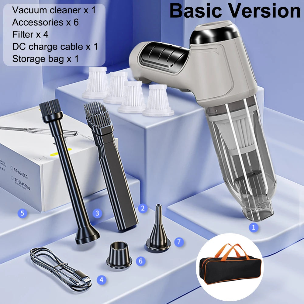 Car Vacuum Cleaner Wireless Portable Vacuum Cleaner 95000PA Strong Suction Handheld Mini Cleaner High Power Blower for Car Home Beauty World Shop
