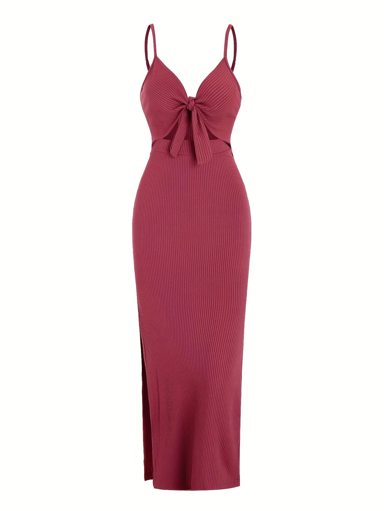Europe and America knit simple sleeveless suspender dress in spring and summer, leaking back and sexy long skirt with neck. Beauty World Shop
