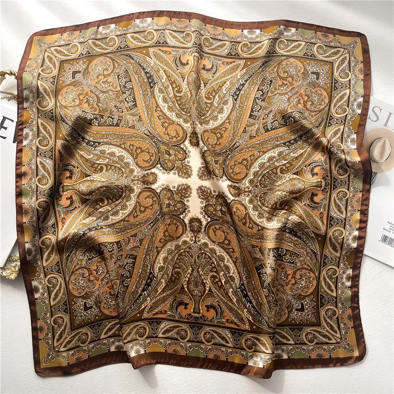 New Paisley Print Small Square Scarf Soft Satin Silk-like Thin Neck Scarf Mature Style Sunscreen Headscarf for Women Decorate Beauty World Shop
