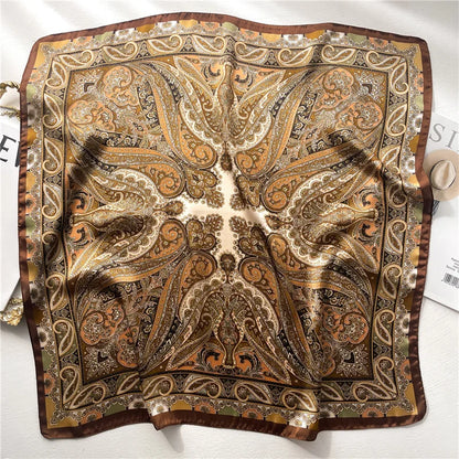 New Paisley Print Small Square Scarf Soft Satin Silk-like Thin Neck Scarf Mature Style Sunscreen Headscarf for Women Decorate Beauty World Shop