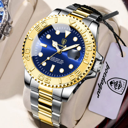 POEDAGAR Casual Fashion Man Wristwatch Waterproof Luminous Date Exquisite Men Watch Stainless Steel Classic Men's Quartz Watches Beauty World Shop