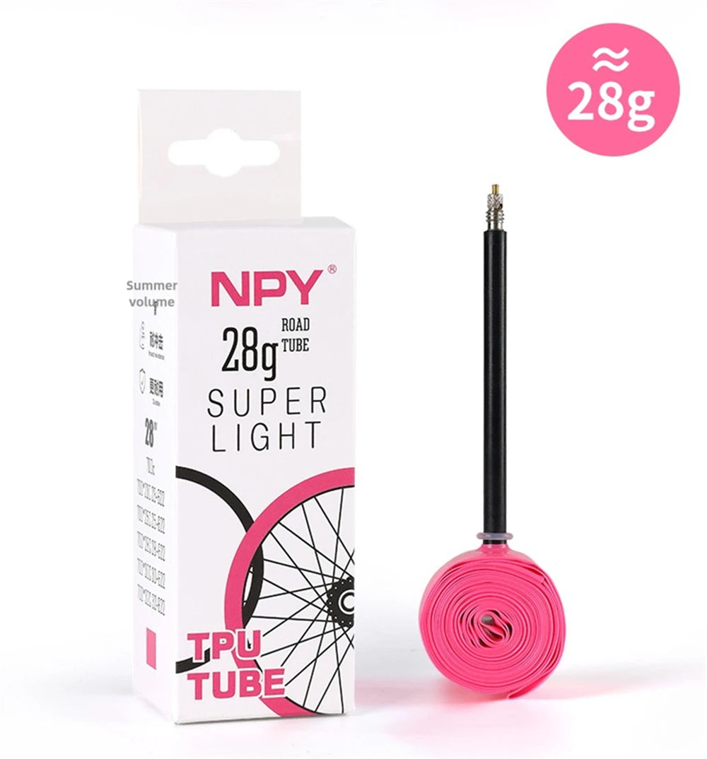 NPY 1Pcs Ultralight 28g Bike TPU Inner Tube 700X18 25 28 32 Road Bicycle TPU Material Tire 65mm Length French Valve Beauty World Shop