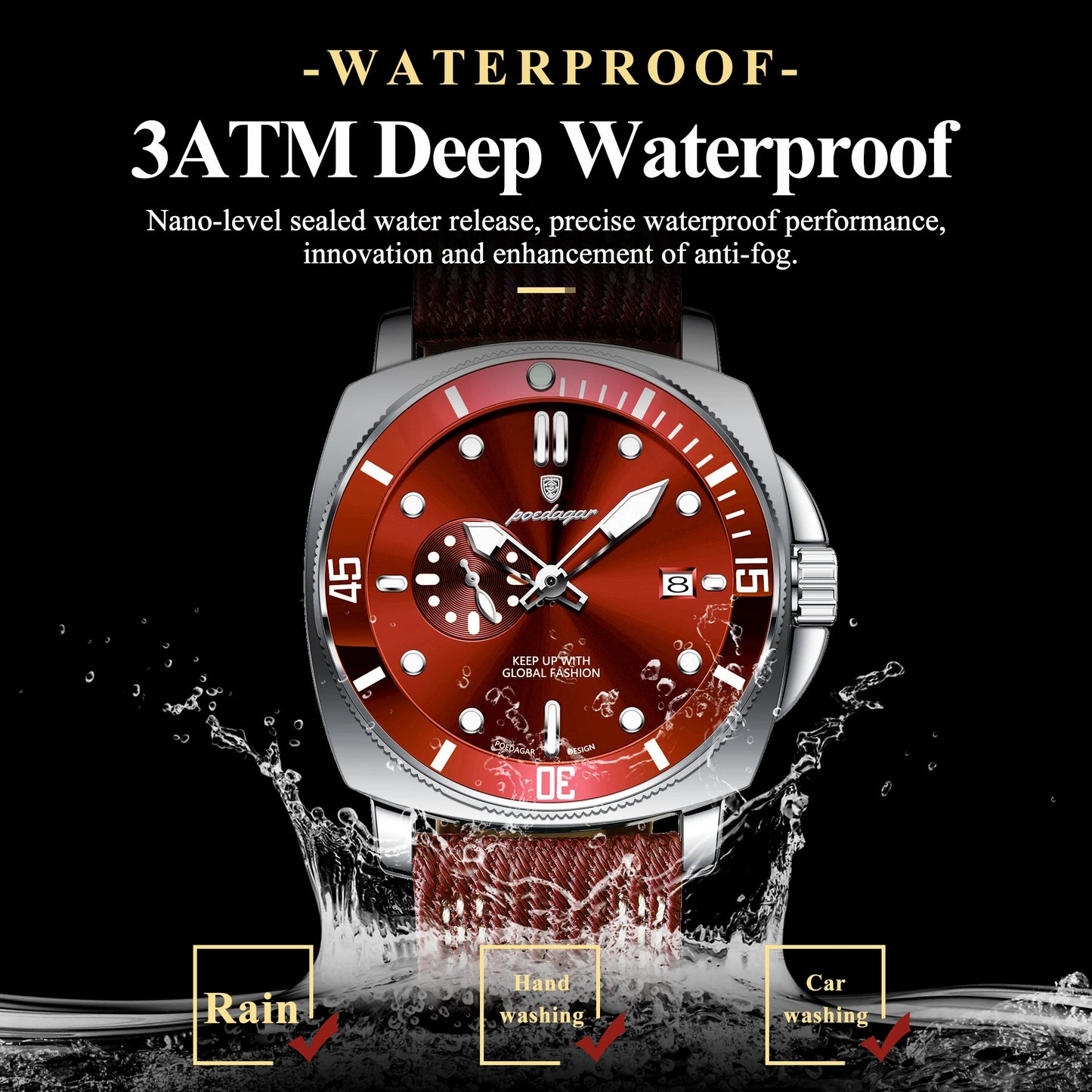 POEDAGAR Luxury Fashion Man Watch Luminous Waterproof Date Sport Watches For Men Nylon Leather Quartz Business Men's Clock Reloj Beauty World Shop