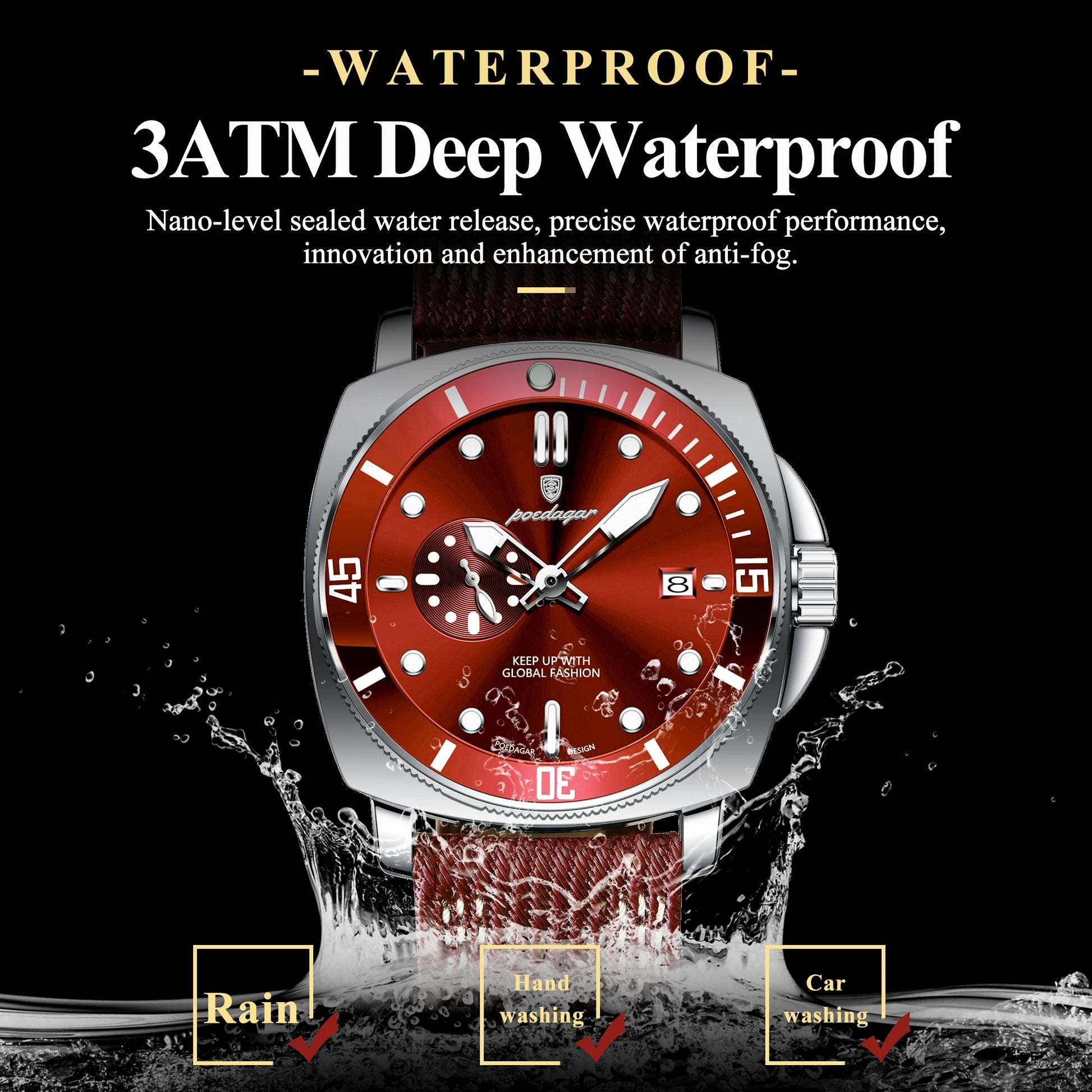 POEDAGAR Luxury Fashion Man Watch Luminous Waterproof Date Sport Watches For Men Nylon Leather Quartz Business Men's Clock Reloj Beauty World Shop