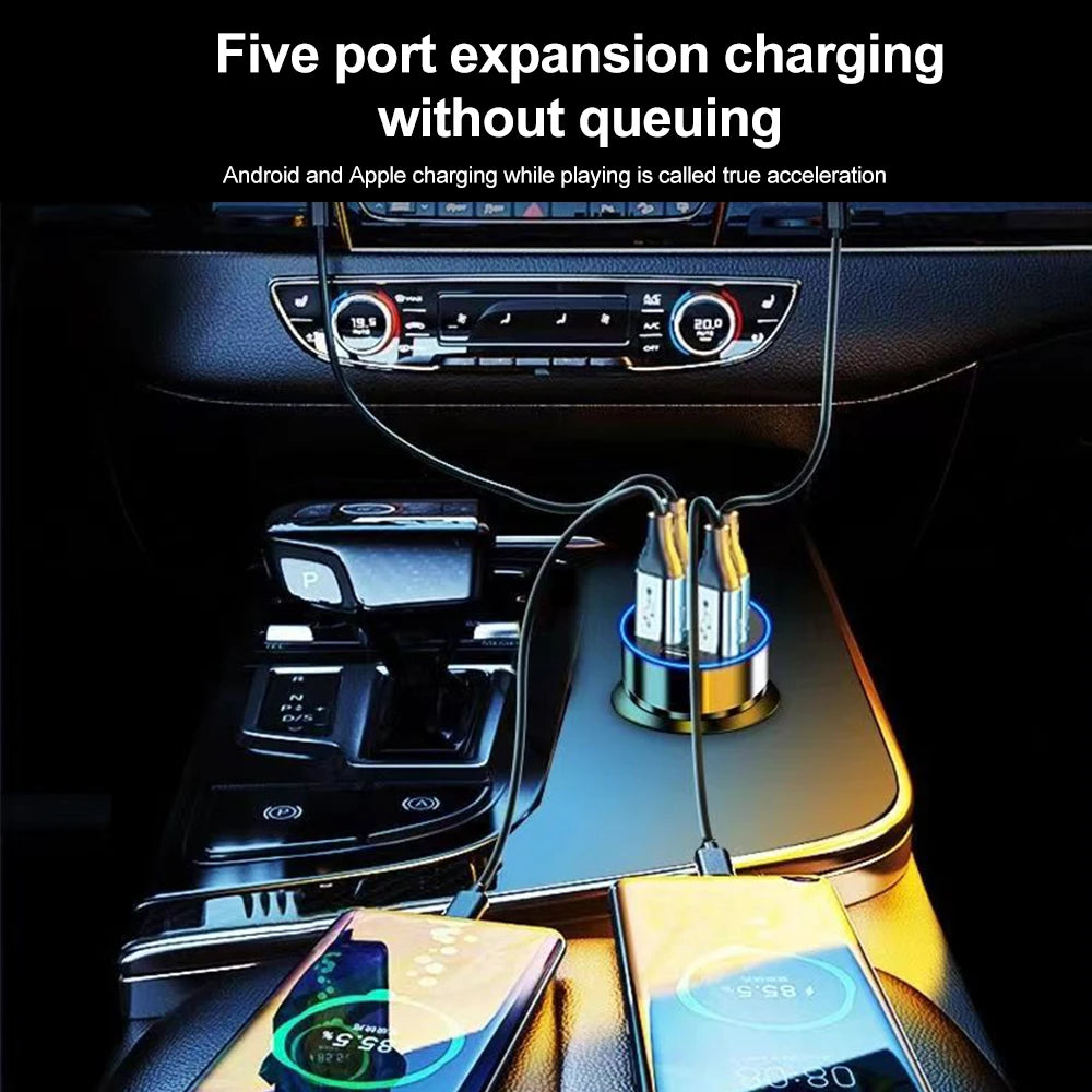 250W PD Car Charger QC3.0 Fast Charge two to Six Port Car Cigarette Lighter Plug Car Charger Flash Charge with Digital Display Beauty World Shop