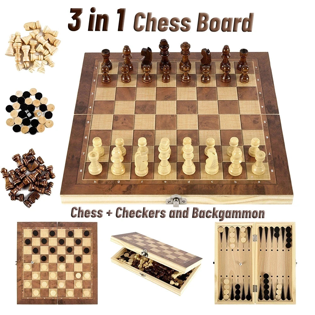 3 In 1 Board Party Table Games Dice Chess Backgammon Board Entertainment Travel Games Checkers Chess Beauty World Shop