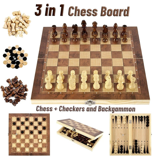 3 In 1 Board Party Table Games Dice Chess Backgammon Board Entertainment Travel Games Checkers Chess Beauty World Shop