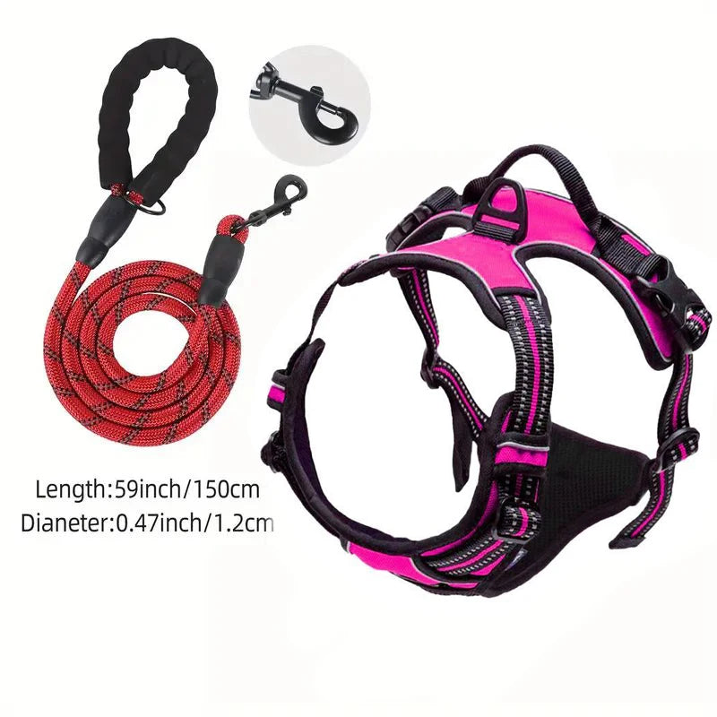 Service Dog Harness Front Clip Heavy Duty Reflective Easy Control Handle for Large Dog Walking，Easy to Control for Small Medium