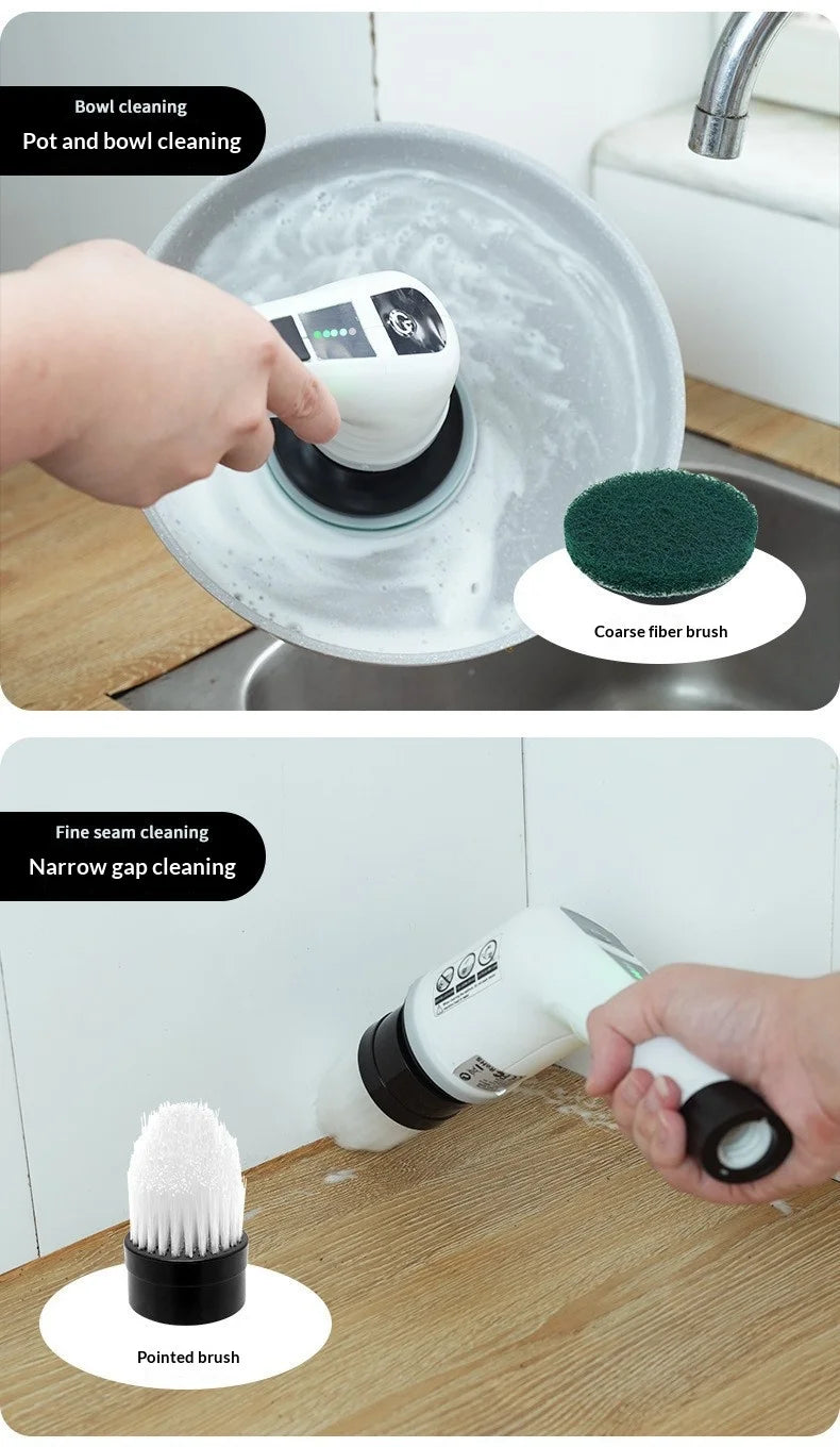 Electric Cleaning Brush:9-in-1 Head,Rotates Flexibly Multifunction Tool for Bathroom, Floors, Corner Gaps and Shower Room Glass Beauty World Shop