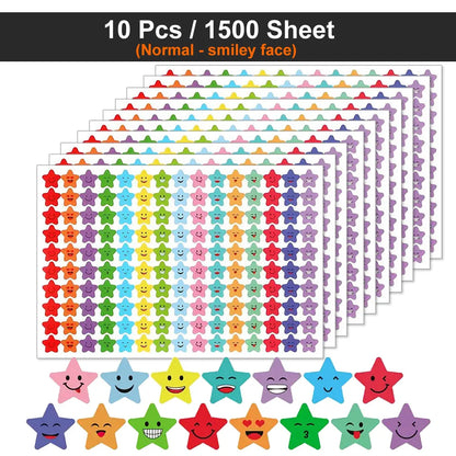 450-3000 Sheet Happy Face Stars Reward Sign Stickers Pack DIY Skateboard Suitcase Stationery Decals Decor Phone Laptop Gift Toys Beauty World Shop
