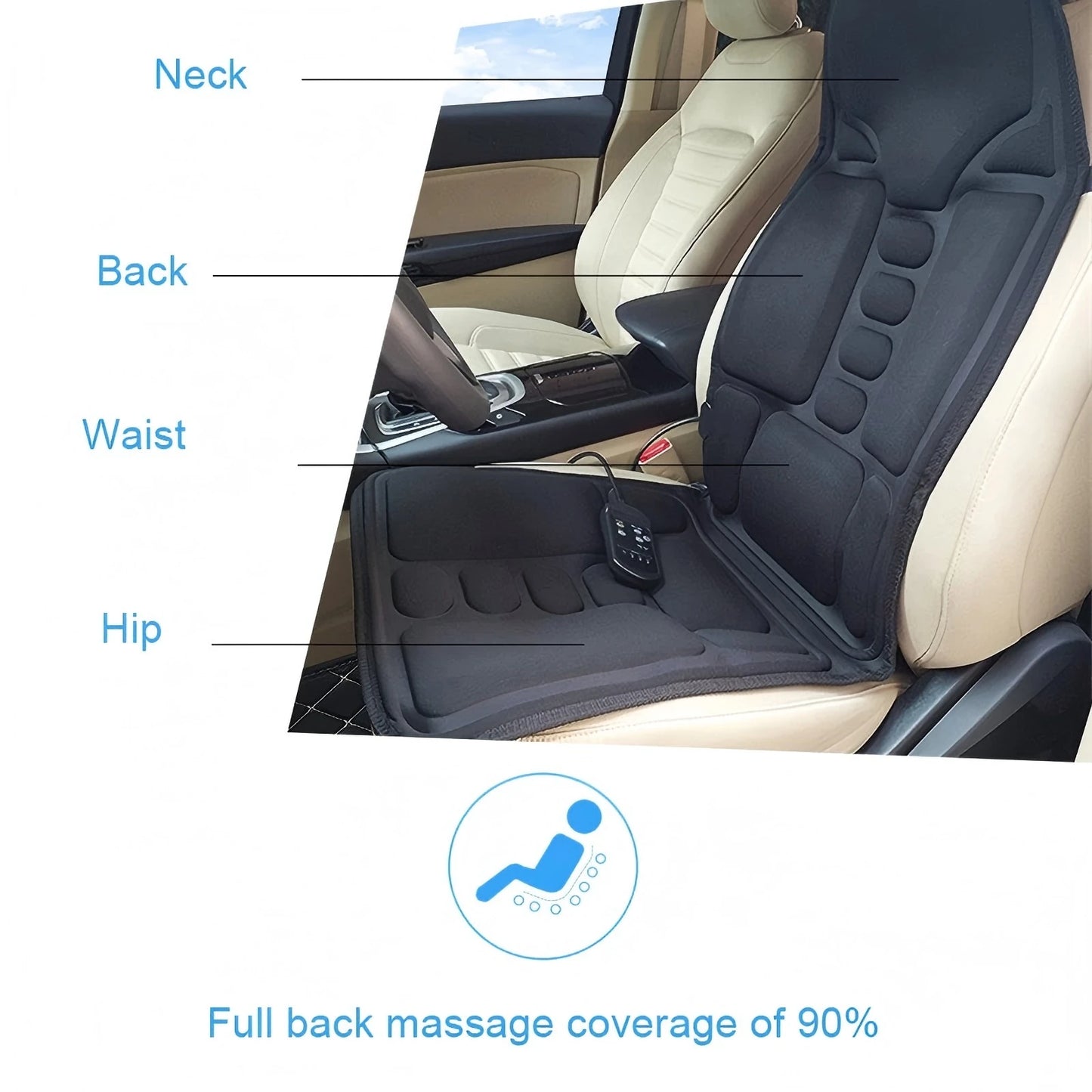Portable Full Body Massage Chair Cushion, Neck Back Waist Hips Massage Pad Soft Relax for Home Office Car Use Beauty World Shop