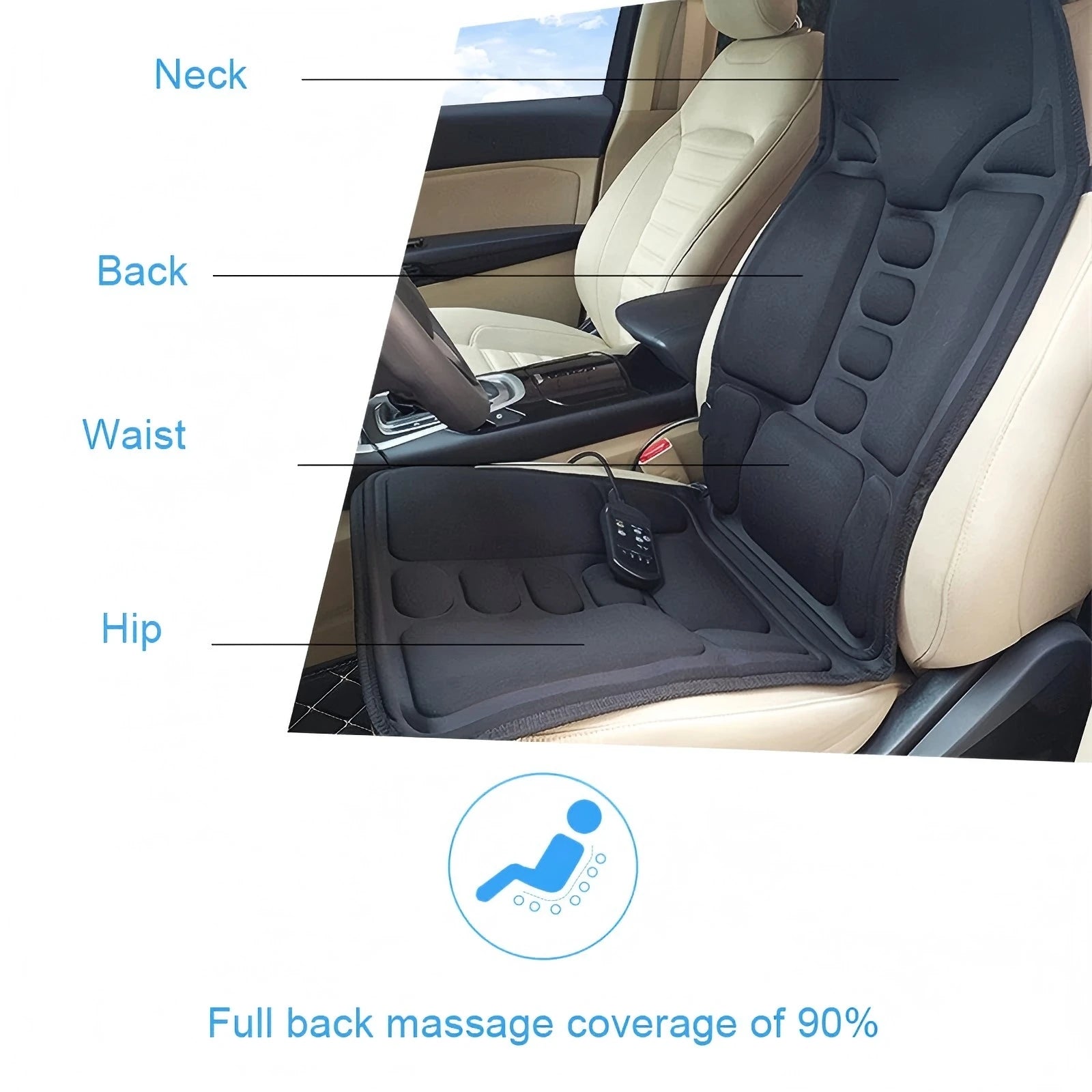 Portable Full Body Massage Chair Cushion, Neck Back Waist Hips Massage Pad Soft Relax for Home Office Car Use Beauty World Shop