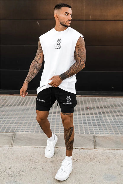2025 NEW 2 IN 1 Sport Running Casual Breathable Shorts Men Double-deck Jogging Quick Dry GYM Shorts Fitness Workout Men Shorts