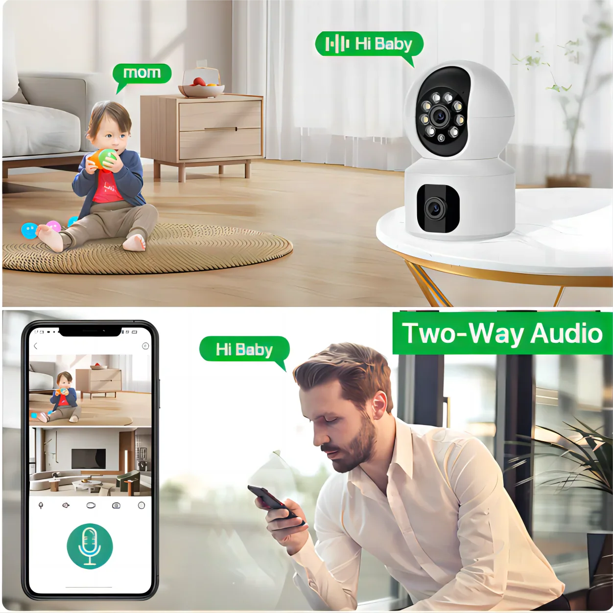 Tuya 8MP WiFi IP Camera Dual Lens Baby Monitor Color Night Vision Human Automatic Tracking Video Smart Home Surveillance Camera Beauty Trend Shop